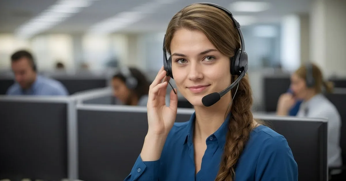 call center  headset  smile  office work  communication  customer support  professional  employee  work  woman  modern office  technology  phone assistance  mic